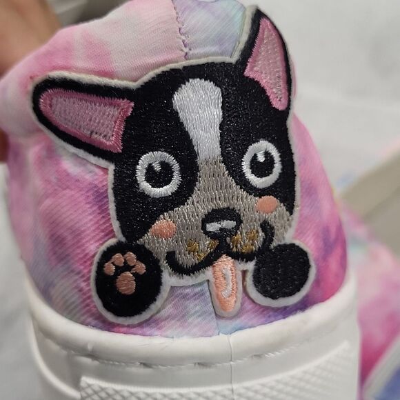 NWOT Qupid women's Emoji embroidered sweet love heart tie dye slip-on flat 9 - Picture 14 of 15